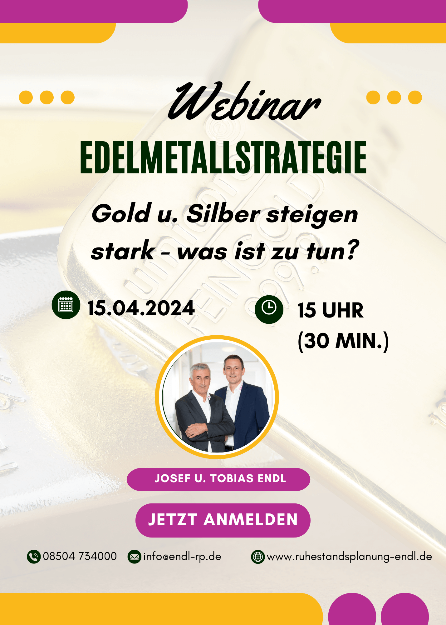 Sonderwebinar zu Edelmetallen am 15.04.2024 – Ein starker Fokus auf Silberinvestitionen